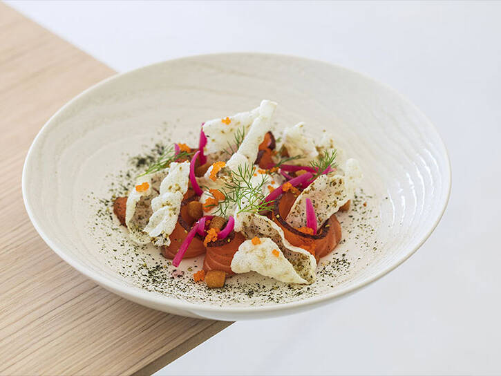 Plats élaborés par le chef Frédéric Grava à Saint-Cyprien